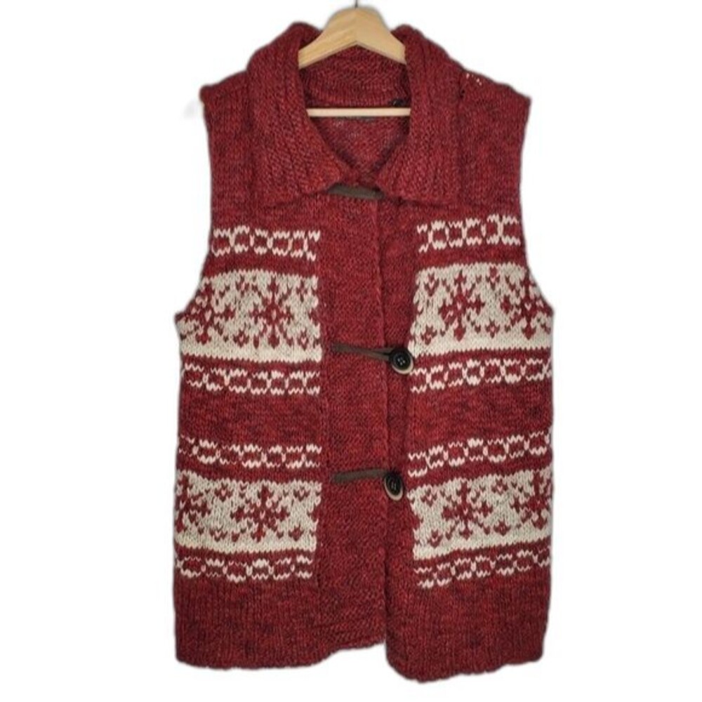 Retro Giogio Red Heavy Knit Collared Vest Size Large